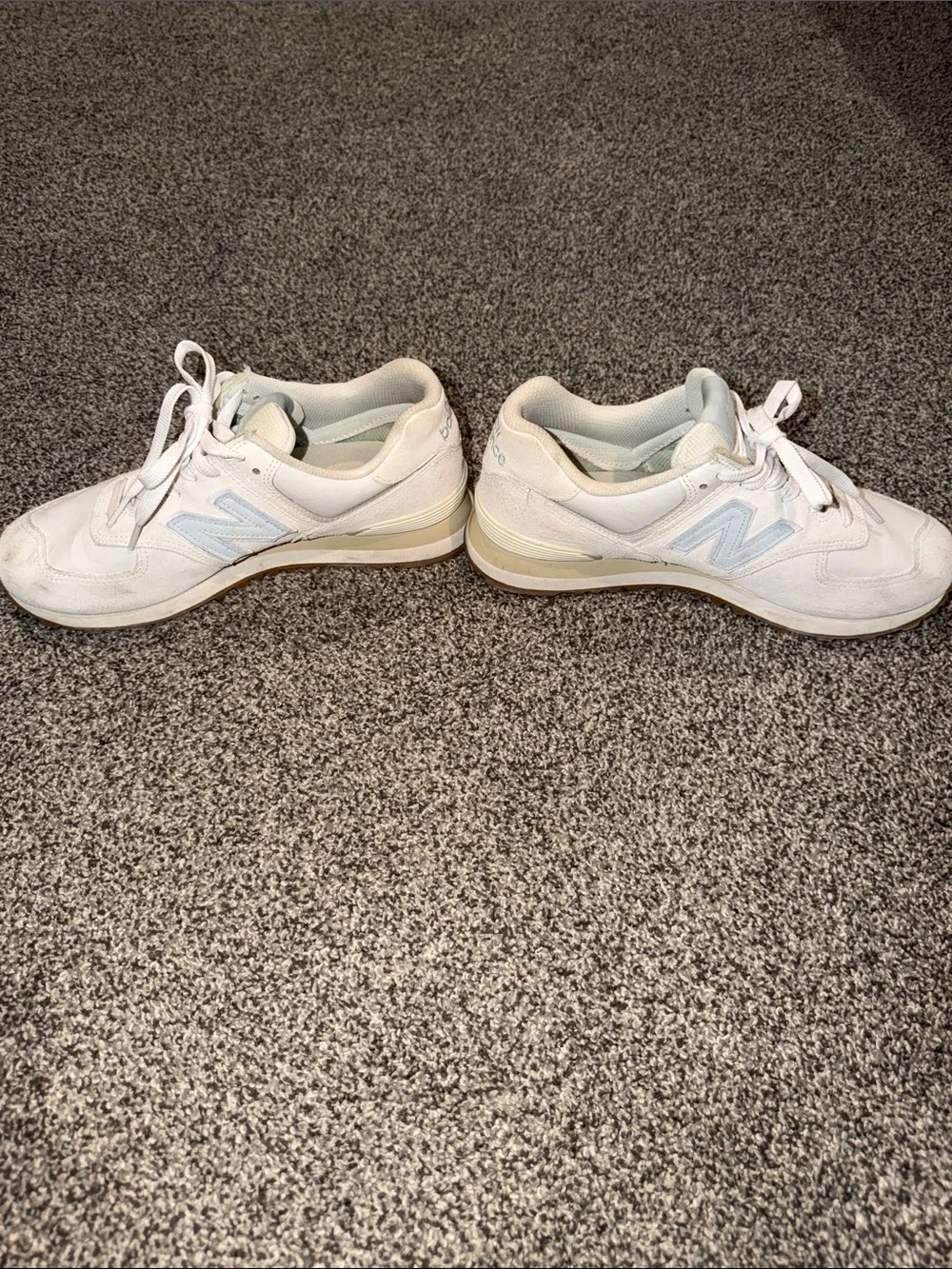 New Balance Women's White Sneakers with Light Blue Accents size 10